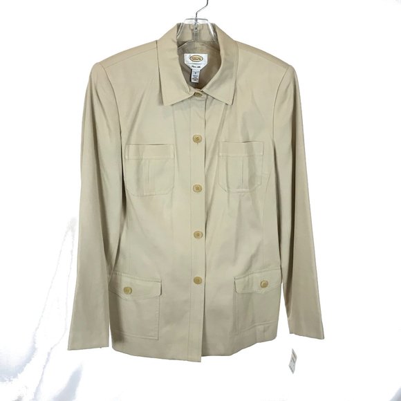 NWT Womens Size 8 Talbots Beige Pure Washed Silk Button Front Blazer Jacket - Picture 1 of 3